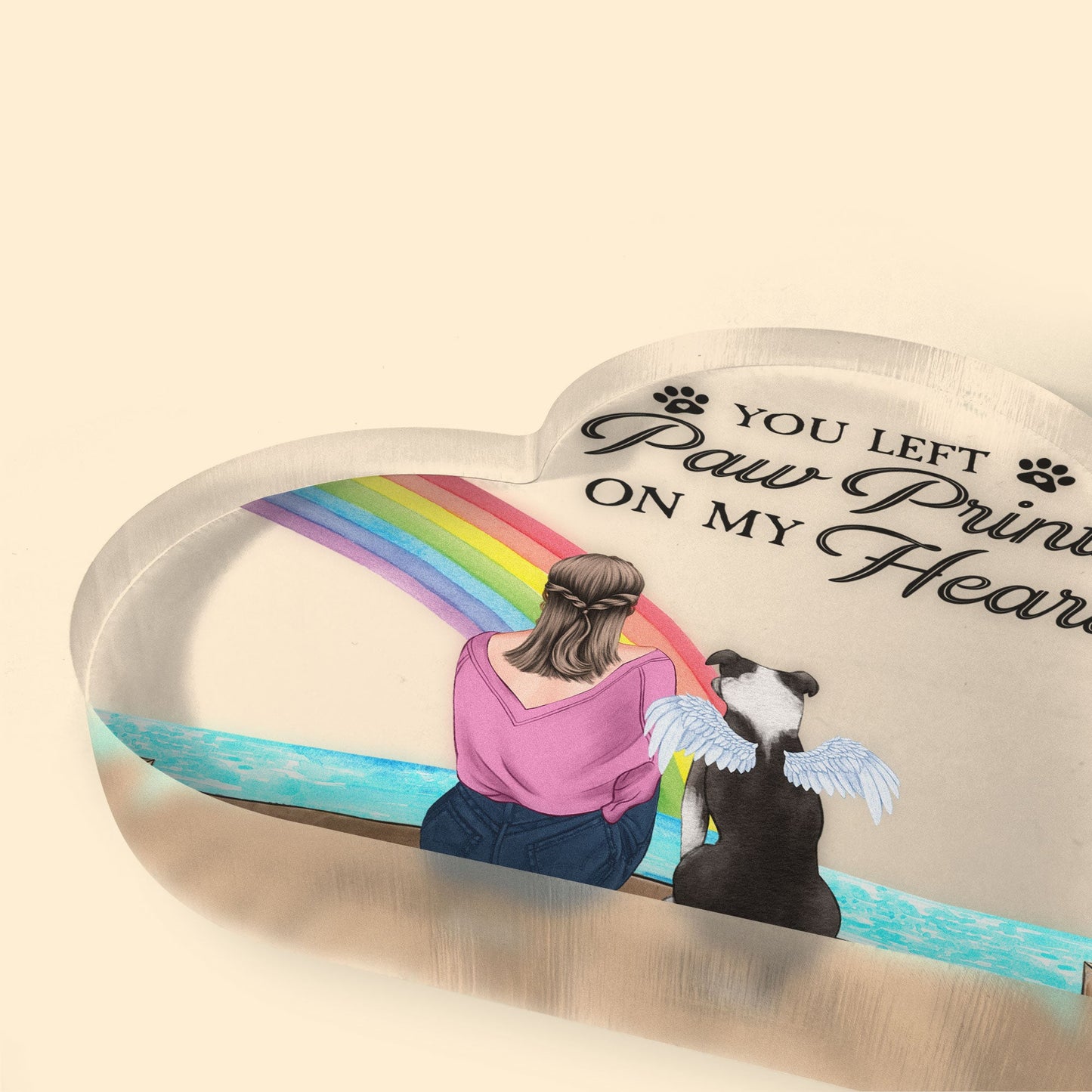 You Left Pawprints On My Heart - Personalized Heart-Shaped Acrylic - Memorial Gift For Dog Lovers, Grief Gift, Gift For Loss Of Dog