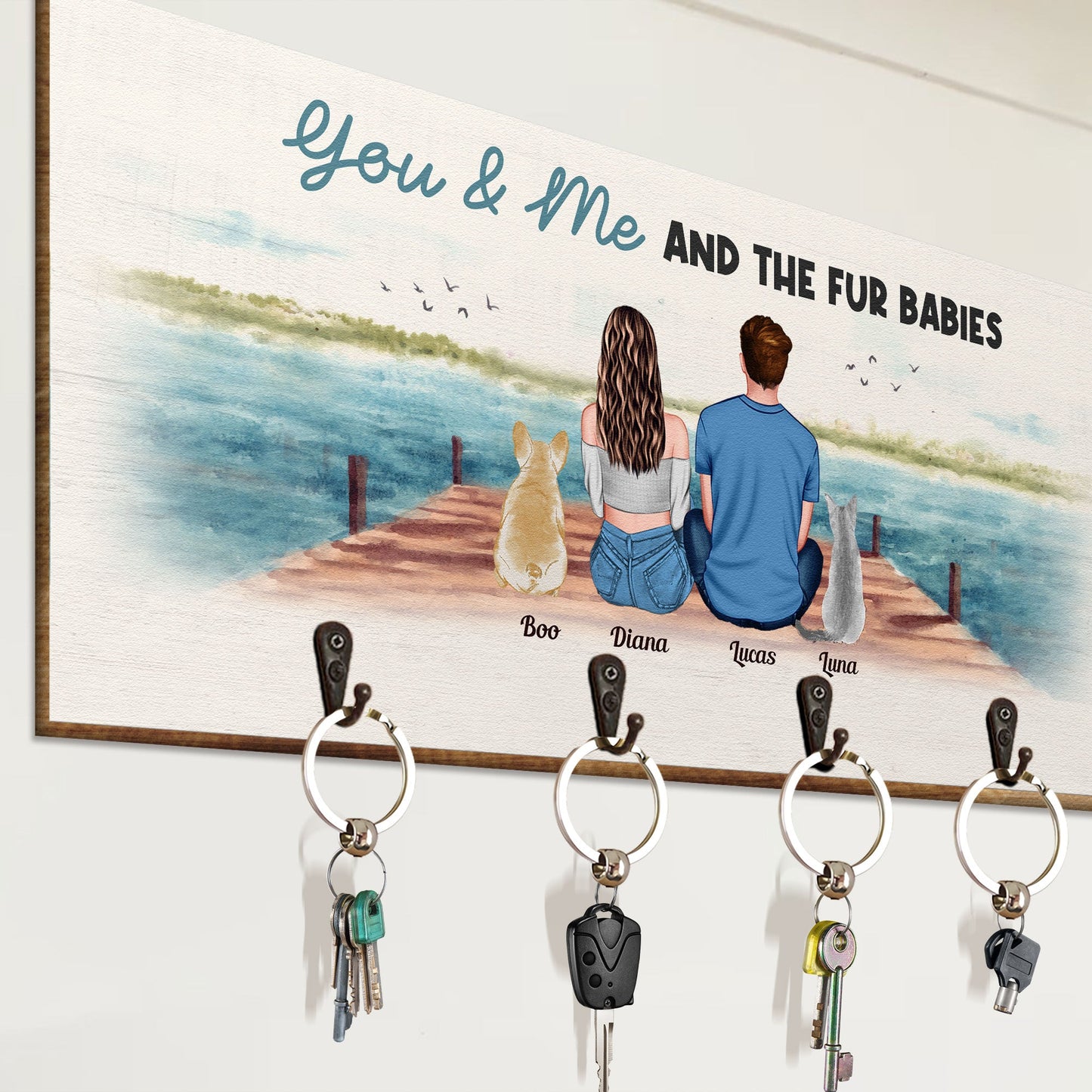 You & Me And The Fur Babies - Personalized Key Holder