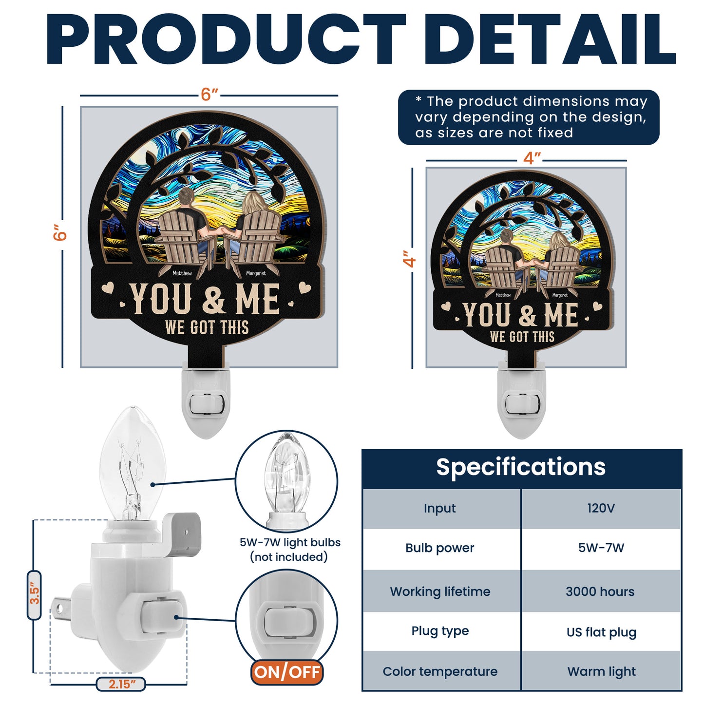 You & Me We Got This - Personalized Wood And Acrylic Night Light