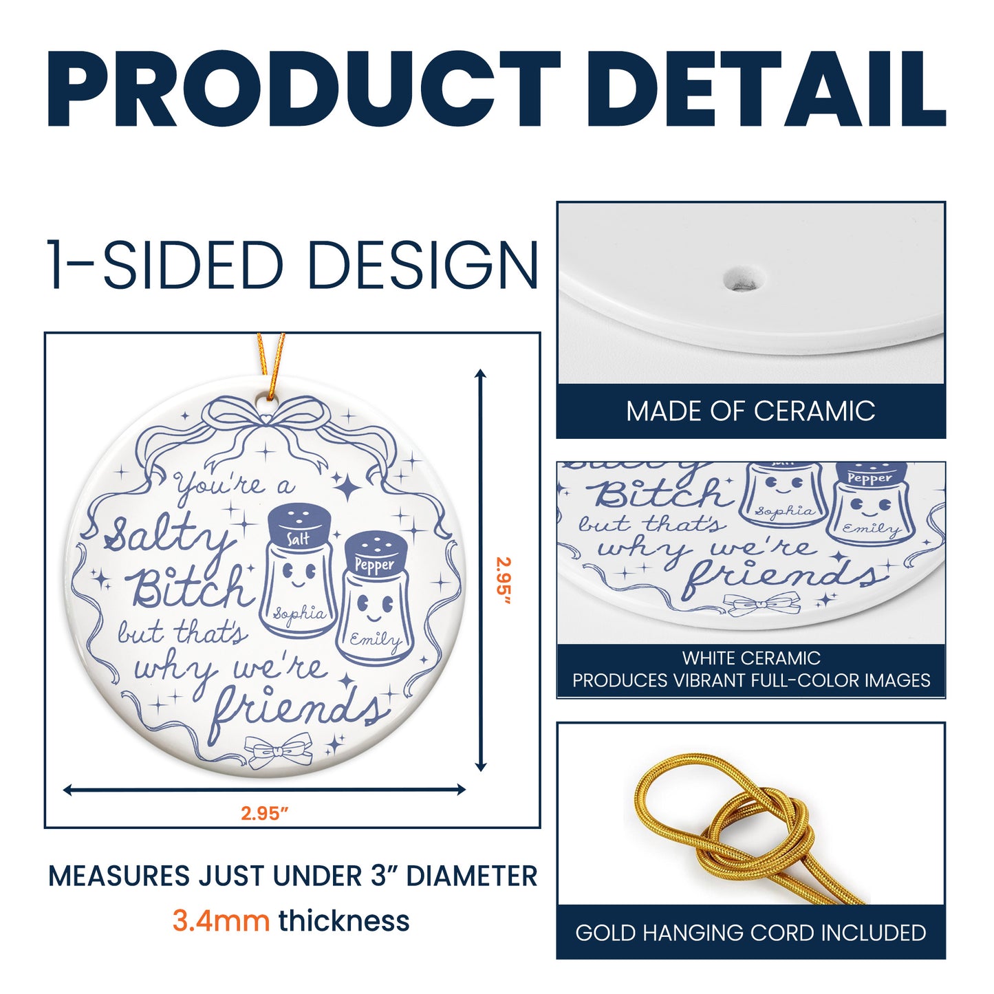 You're A Salty Bitch, But That's Why We're Friends - Personalized Ceramic Ornament