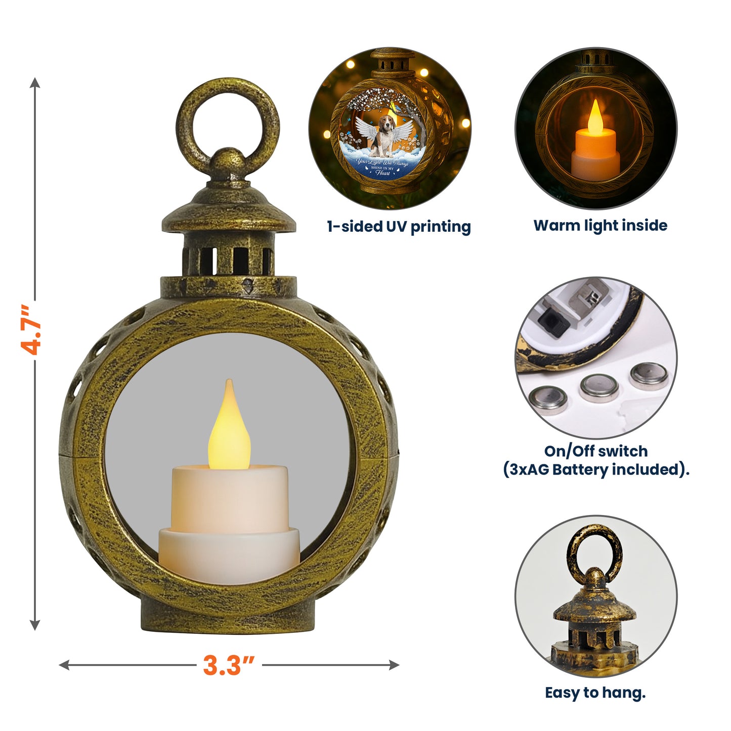 Your Light Will Always Shine In My Heart Memorial Pet - Personalized Photo Lantern Night Light