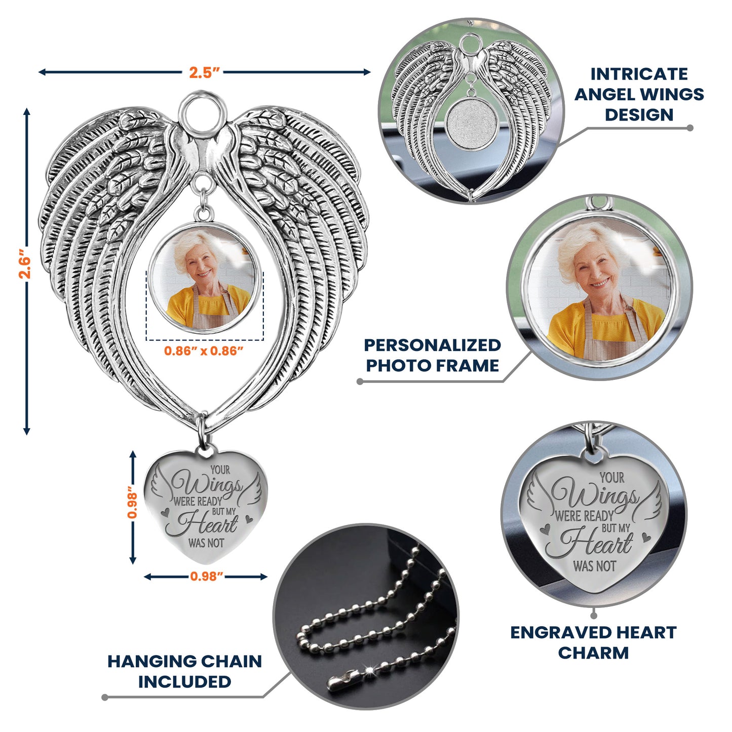 Your Wings Were Ready But My Heart Was Not - Custom Angel Wings Photo Ornament