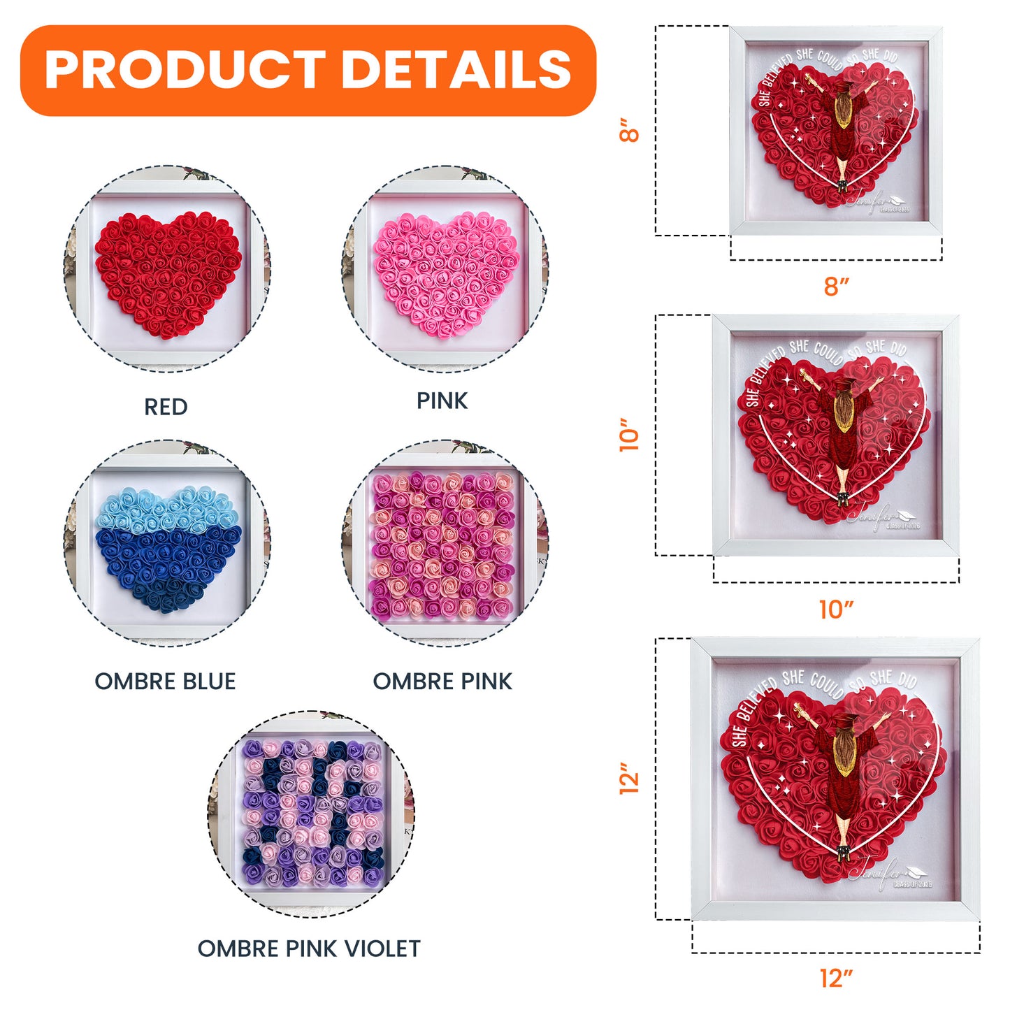 Class Of 2026 Graduation Gift So She Did - Personalized Flower Shadow Box