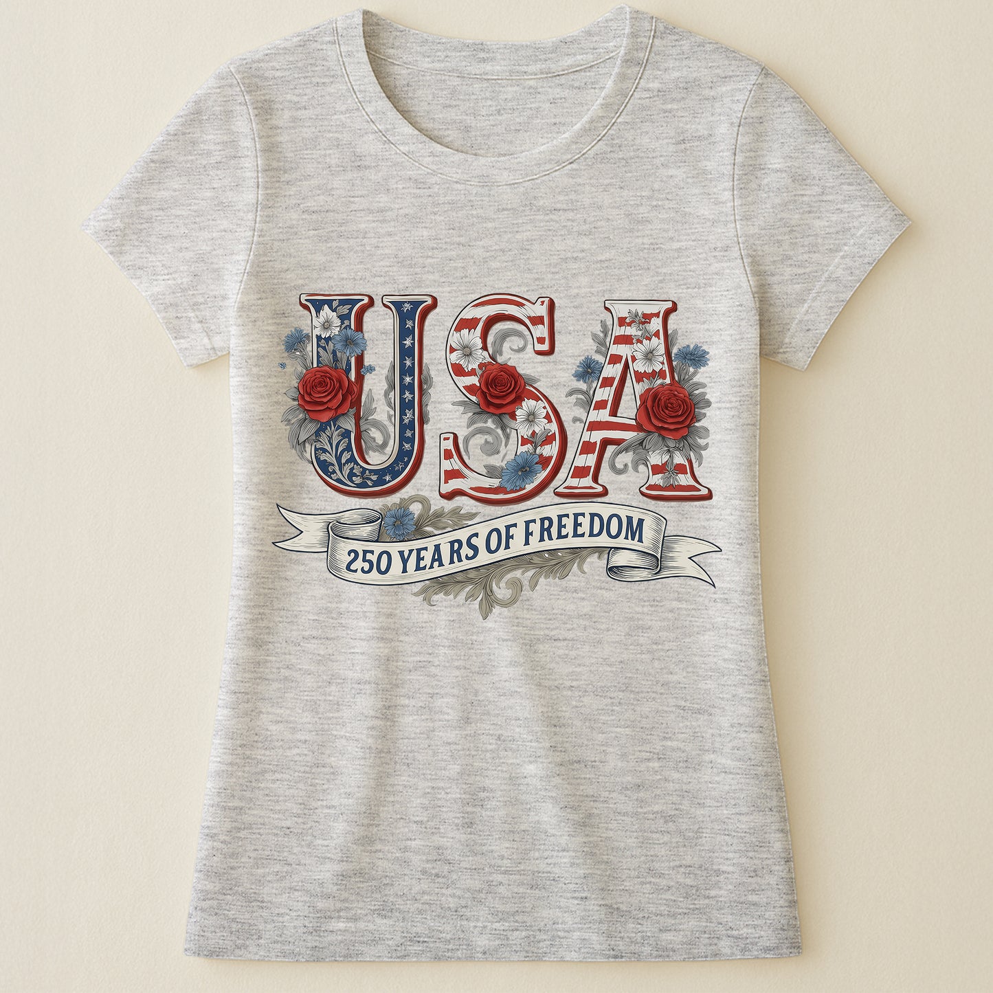 USA Floral 250 Years Of Freedom Vintage - Shirt