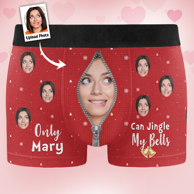 Only Wife Can Jingle My Bells - Personalized Photo Men's Boxer Briefs - Gift For Husband