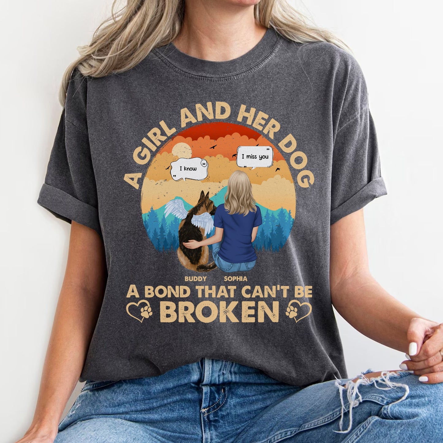 A Girl & Her Dog A Bond That Can't Be Broken - Personalized Comfort Tee