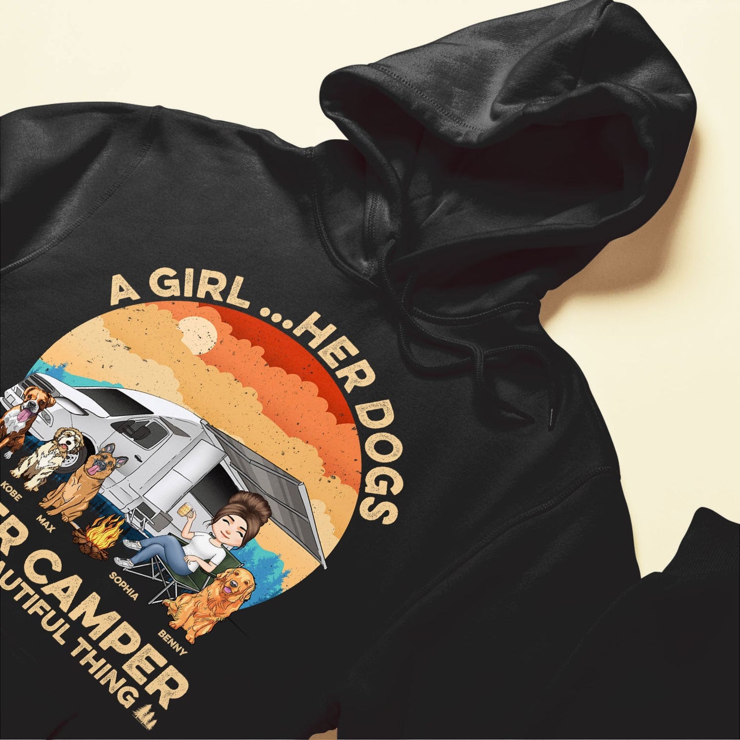 A Girl... Her Dogs & Her Camper - Personalized Shirt - Birthday Gift For Camping Girl, Camping Lover, Camper