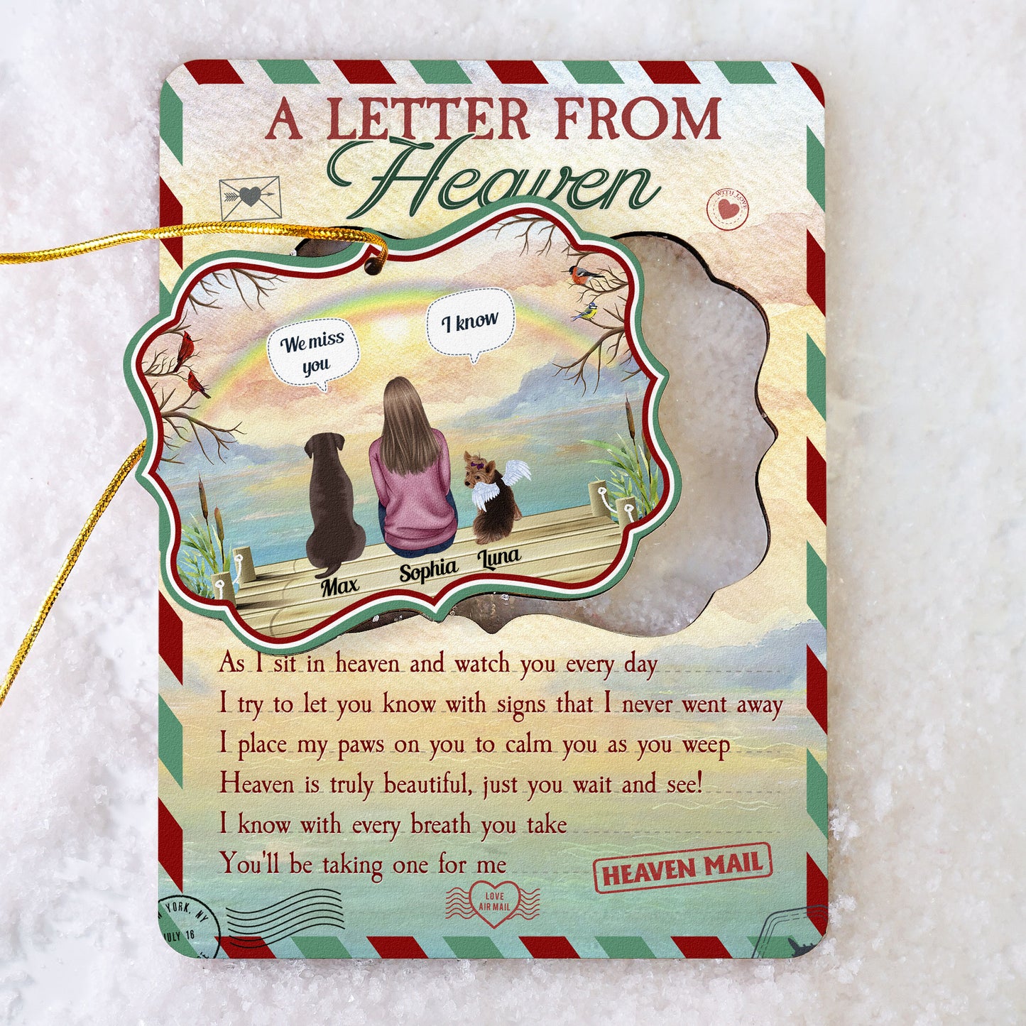 A Letter From Heaven Pets Edition - Personalized Wooden Card With Pop Out Ornament