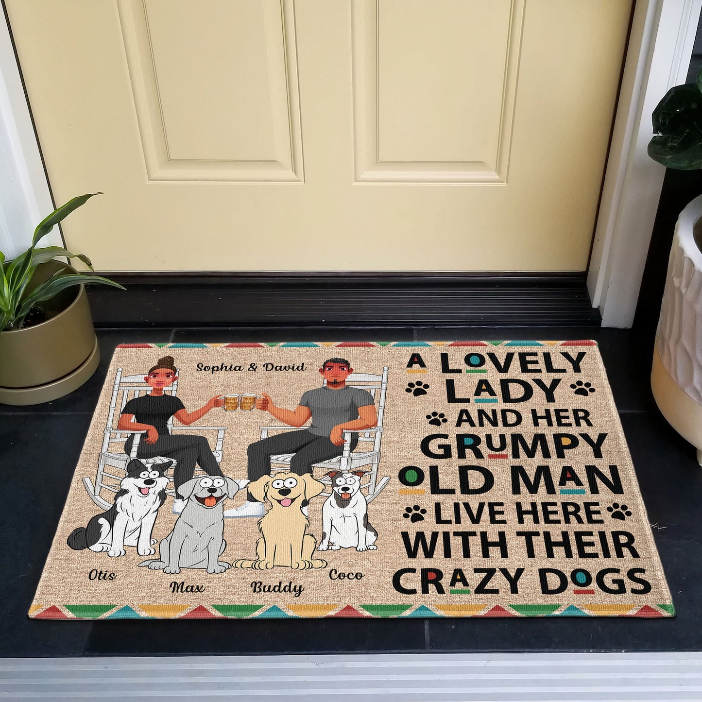 A Lovely Lady And A Grumpy Old Man Live Here - Personalized Doormat
