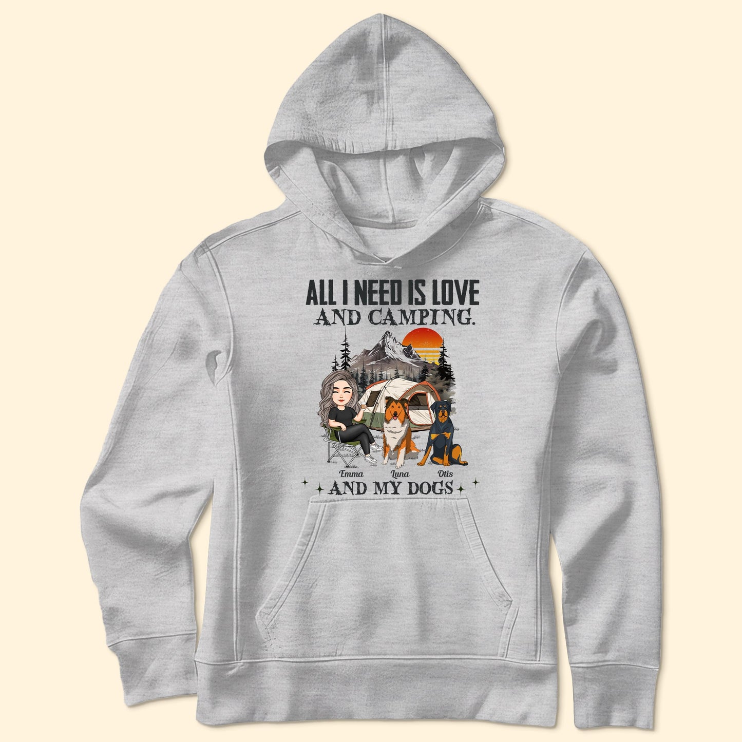 All I Need Is Love, Camping & Dogs - Personalized Shirt