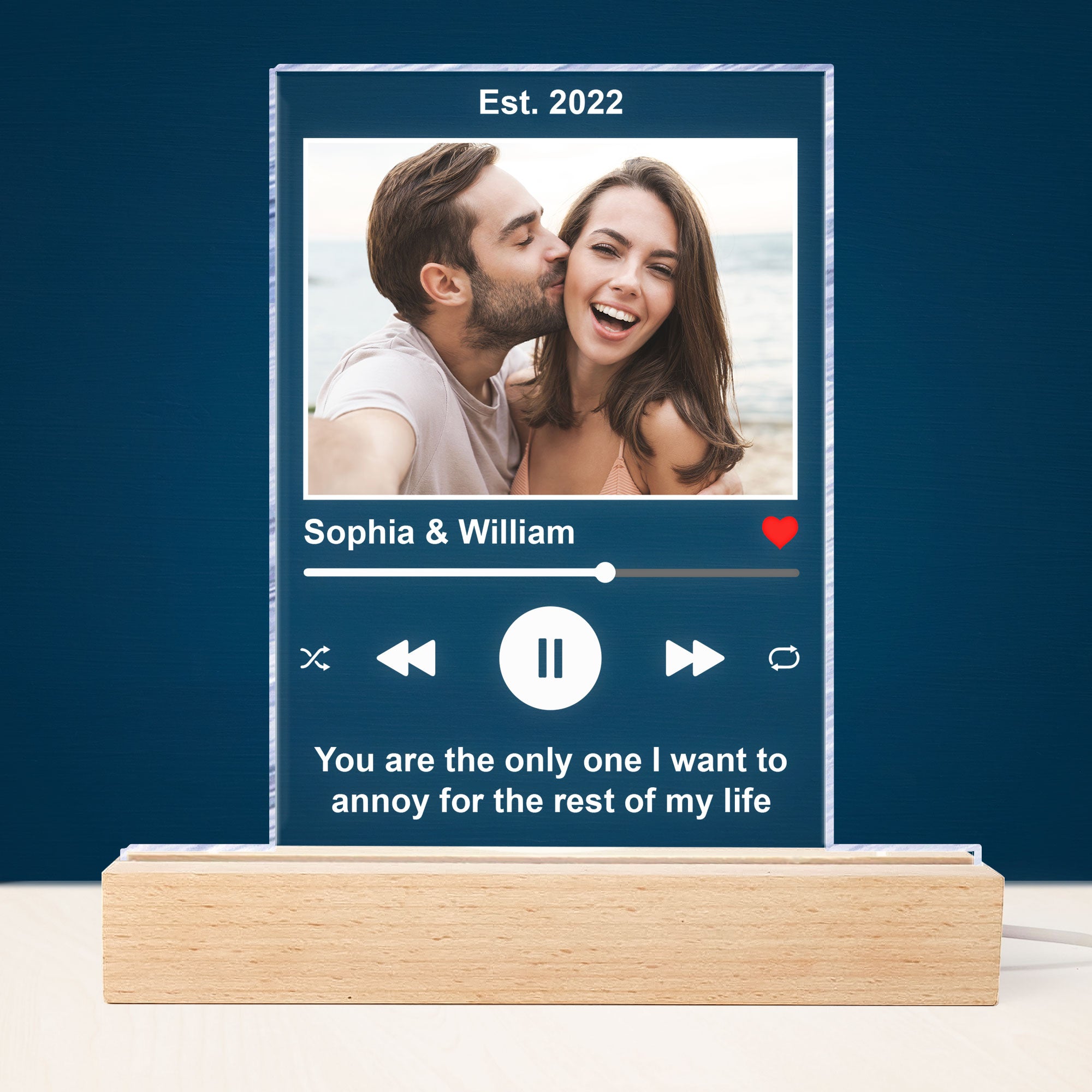All Of Me Loves All Of You Personalized Photo LED Light Anniversar