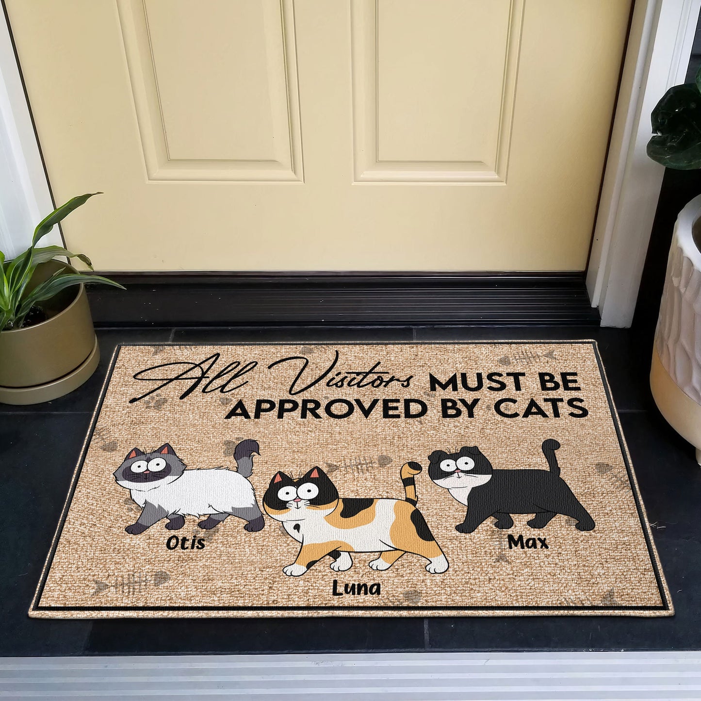 All Visitors Must Be Approved By Cats - Personalized Doormat