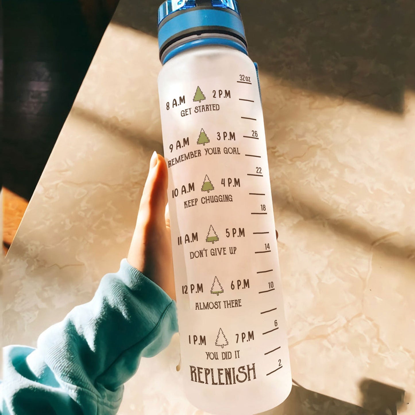 And Into The Forest I Go - Personalized Water Bottle With Time Marker - Birthday, Motivation Gift For Hiker, Hiking Lover, Camping lover, Camping Girl