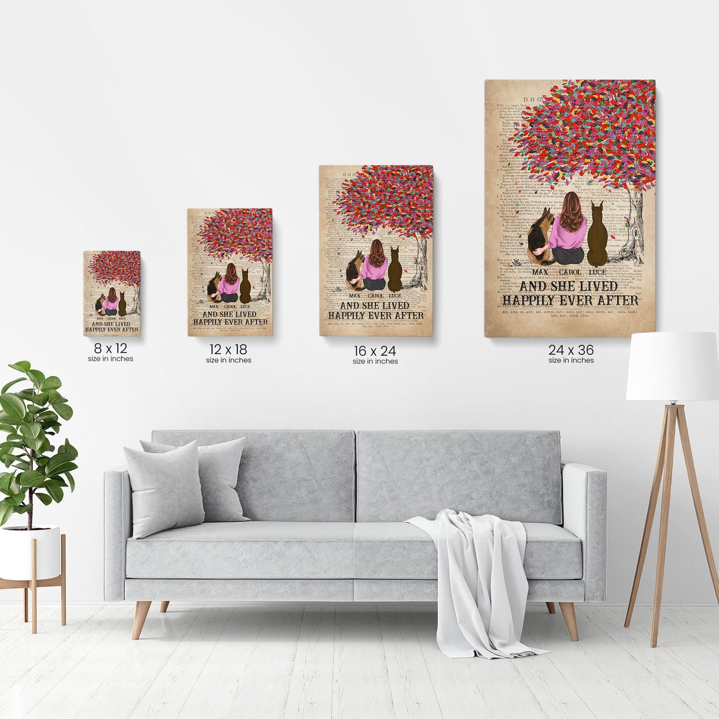 And She Lived Happily Ever After - Personalized Poster/Canvas - Gift For Dog Lover - Dictionary Template