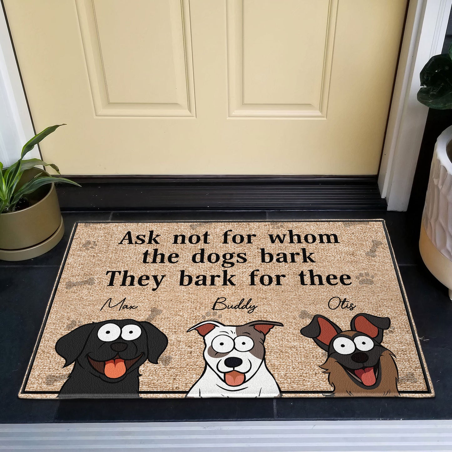 Ask Not For Whom The Dog Barks - Personalized Doormat