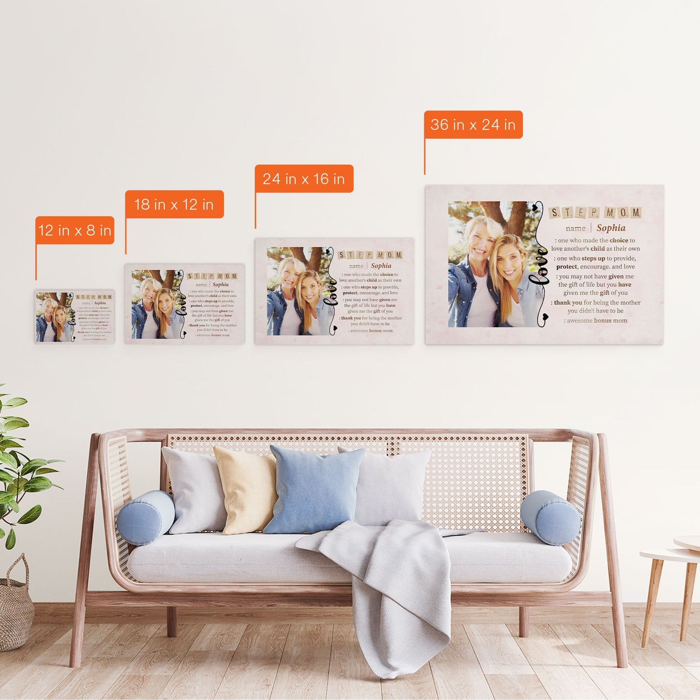 Awesome Bonus Mom - Personalized Poster/Wrapped Canvas - Birthday Gift Mother's Day Gift For Bonus Mom, Step Mom