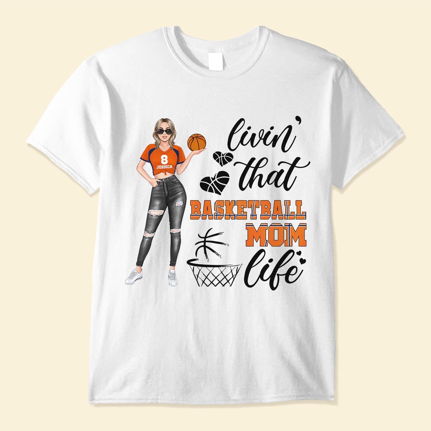 Basketball Mom Shirt, Custom Basketball Player Shirt, Jersey Number Shirt, Basketball Lover T-Shirt, Sports Mom Graphic Tee, Mom Life Mother's Day