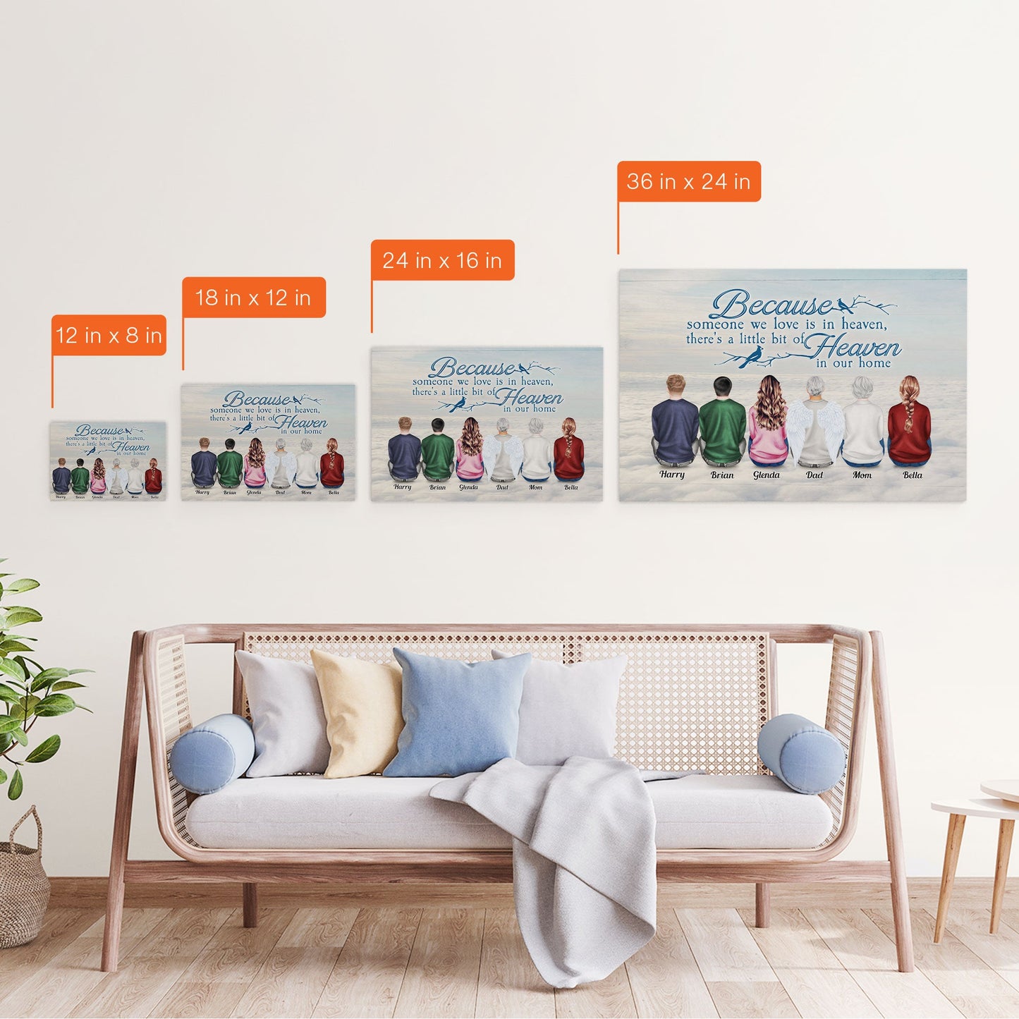 Because Someone We Love Is In Heaven - Personalized Wrapped Canvas - Christmas Gift For Family, Memorial Canvas, Remembrance Canvas