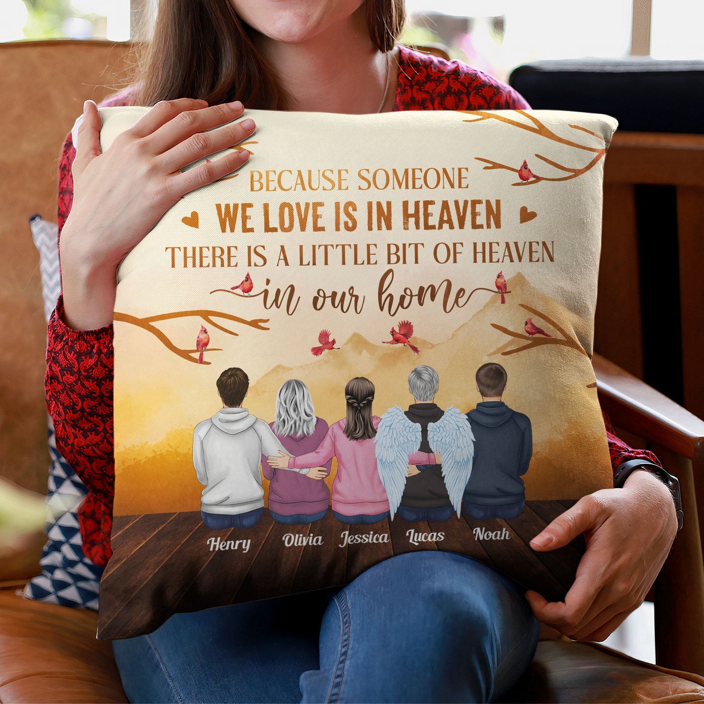 Because Someone We Love Is In Heaven - Personalized Pillow (Insert Included) - Memorial Gift For Family Members, Remembrance