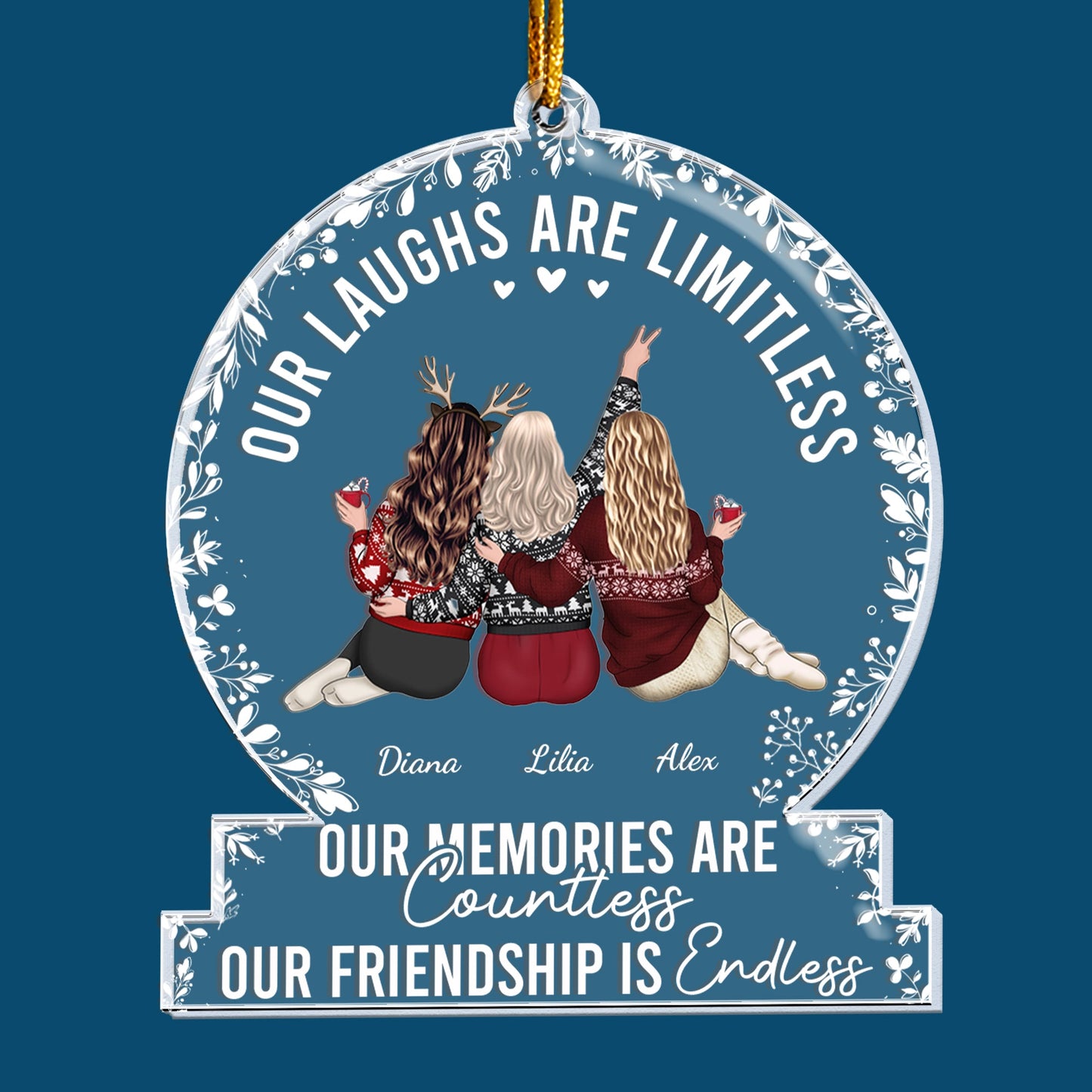 Our laughs are limitless, Our memories are countless, Our friendship is endless - Personalized Friends Ornament - Christmas Gift For Friend