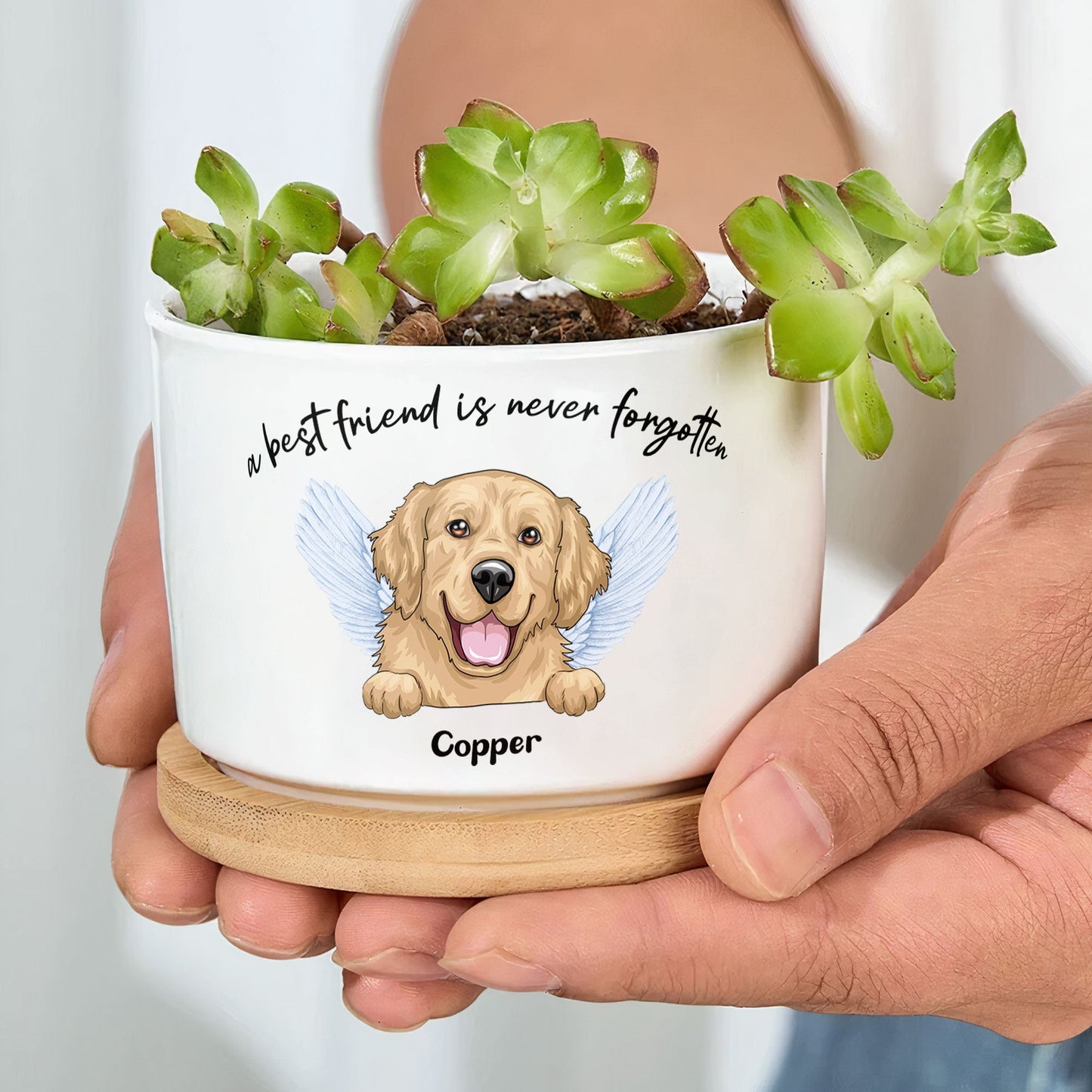 Best Friends Are Never Forgotten - Personalized Ceramic Plant Pot With Tray