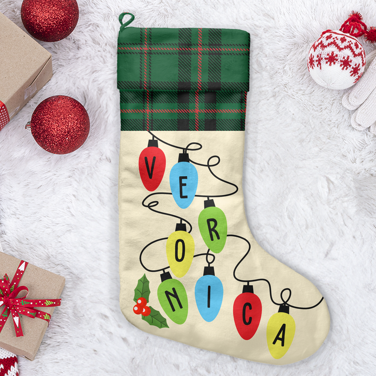Colorful Lights - Personalized Stocking
