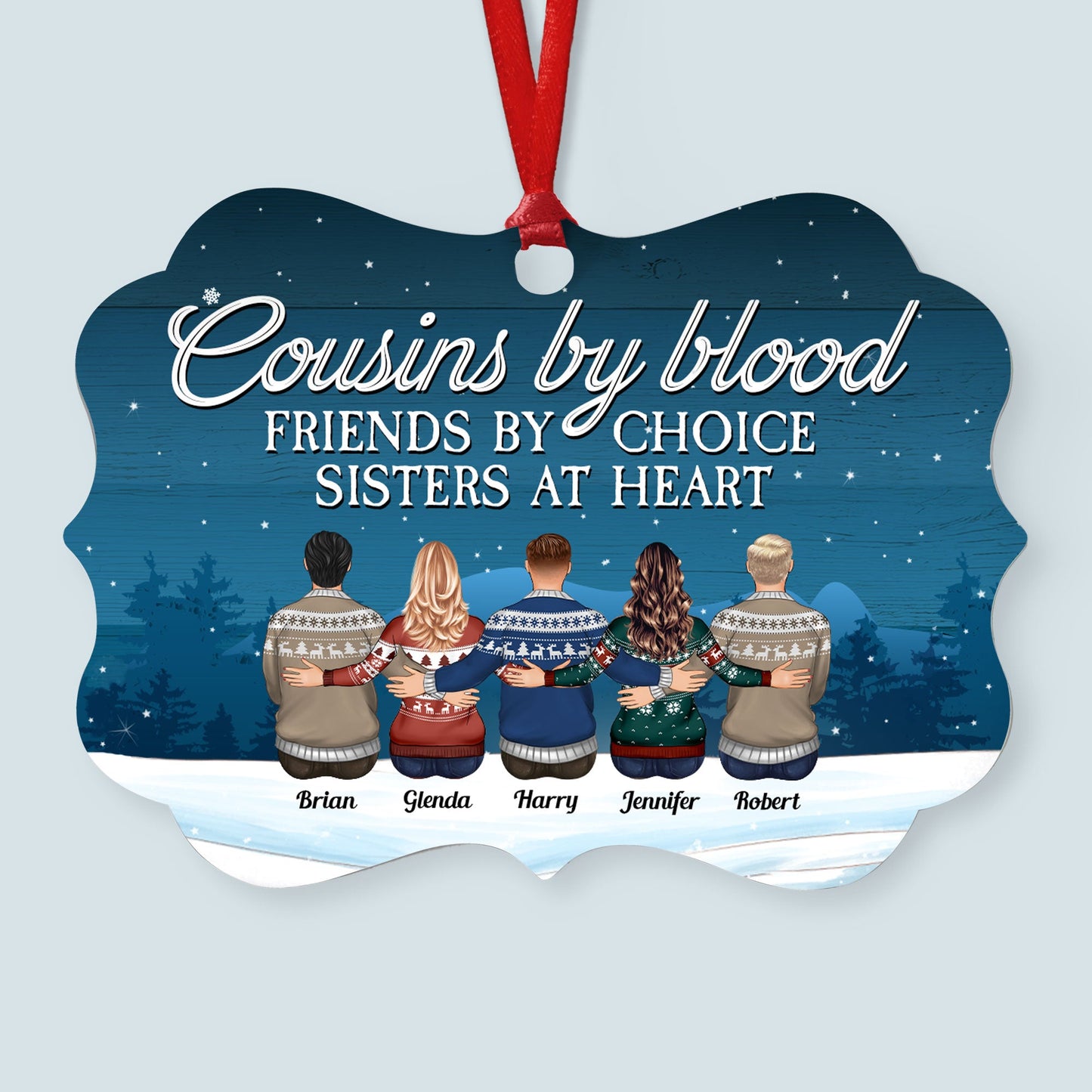 Cousins Like You Are Precious And Few - Personalized Aluminum Ornament - Christmas Gift For Cousins, Gift For Aunts, Gift For Uncles, Gift For Family - Family Hugging