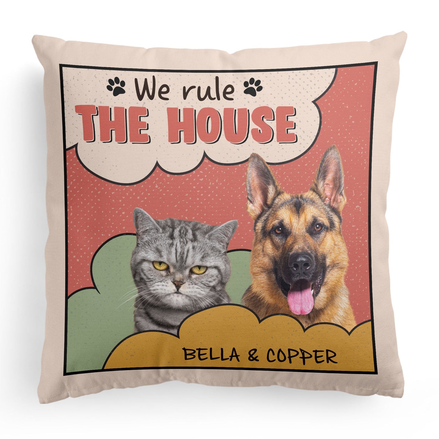 Custom Pet Photo We Rule The House - Personalized Photo Pillow (Insert Included)