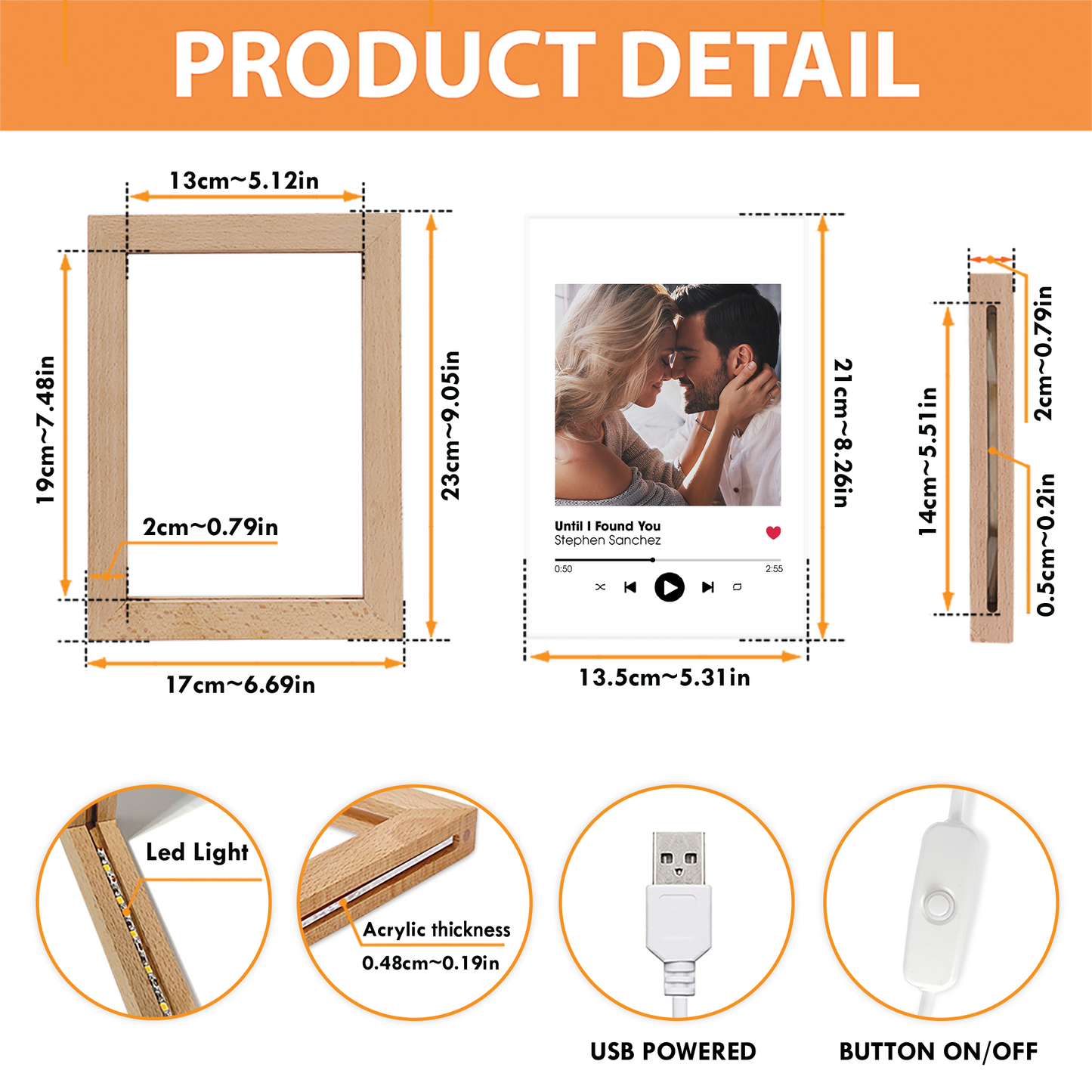 Custom Your Favorite Song Title - Personalized Photo Frame Lamp