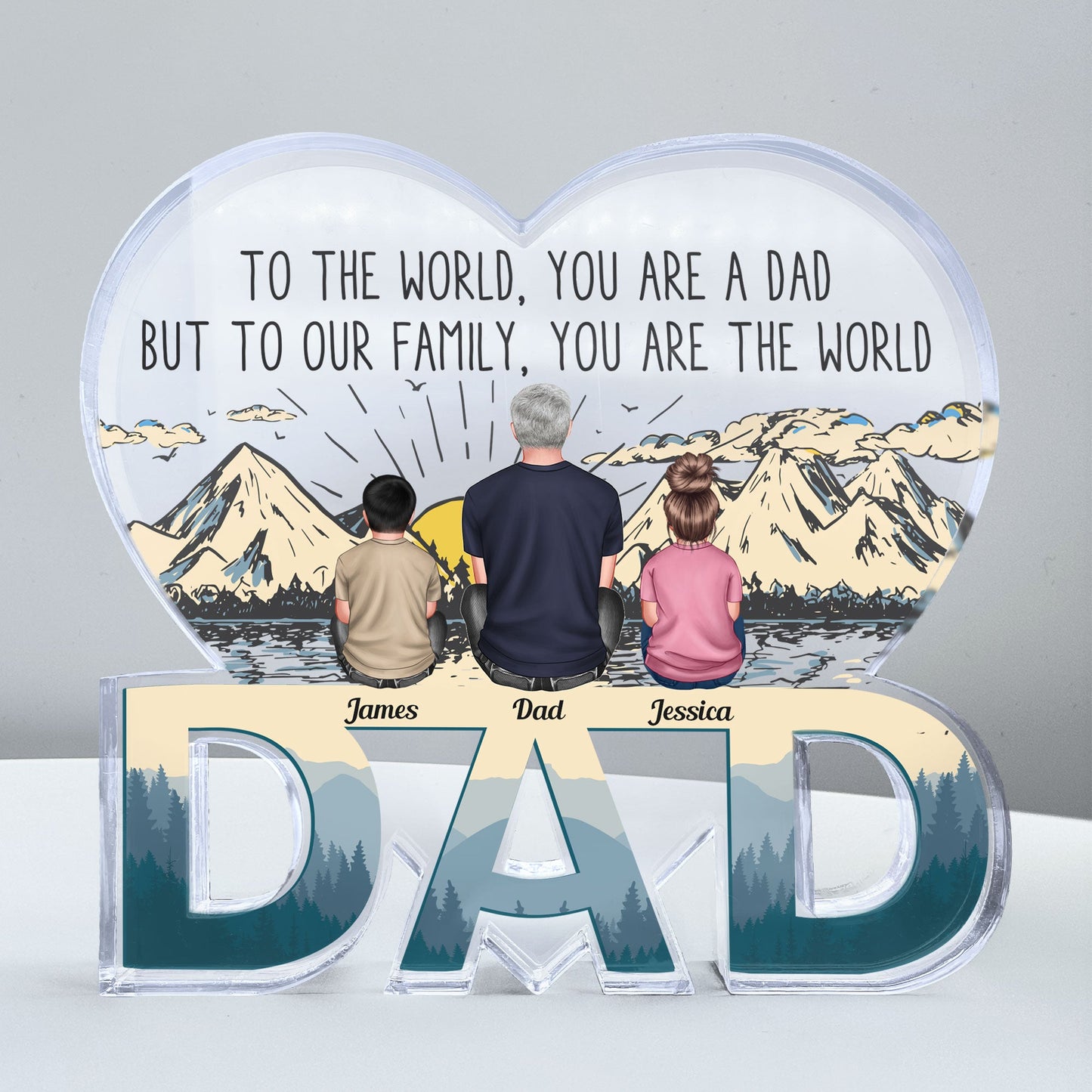 Dad To Our Family You Are The World - Personalized Custom Dad-Shaped Acrylic Plaque