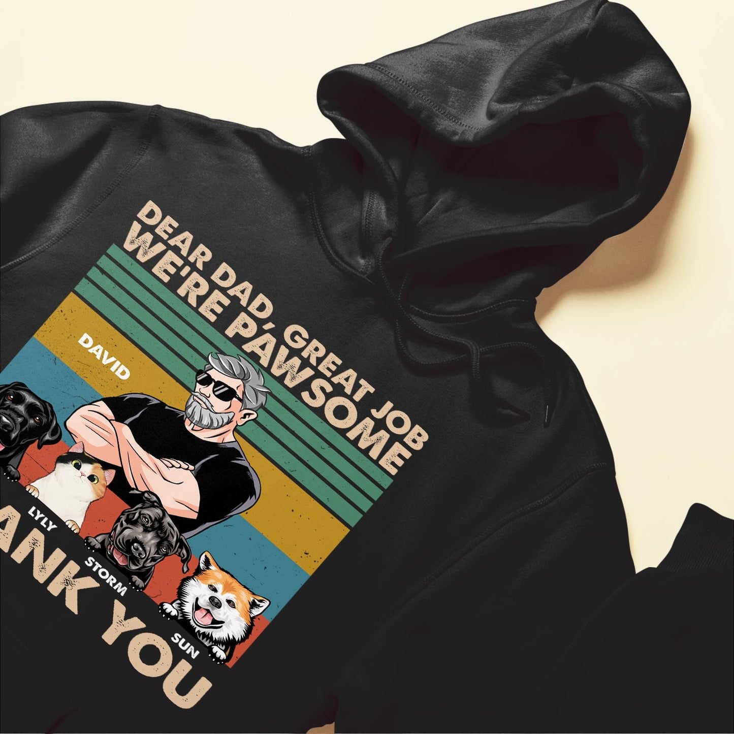 Dear Dad, Great Job We're Pawsome Thank You - Personalized Shirt - Father's Day, Birthday, Funny Gift For Cat Dad, Dog Dad, Pet Owner, Pet Lover