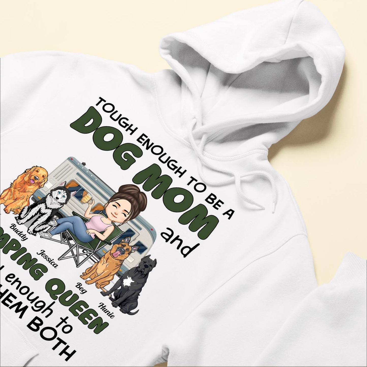 Dog Mom & Camping Queen - Personalized Shirt - Birthday, Mother's Day Gift For Dog Mom, Fur Mama, Camping Queen