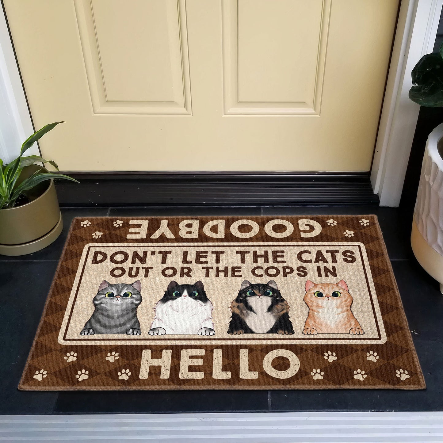 Don't Let The Cats Out Or The Cops In - Personalized Doormat