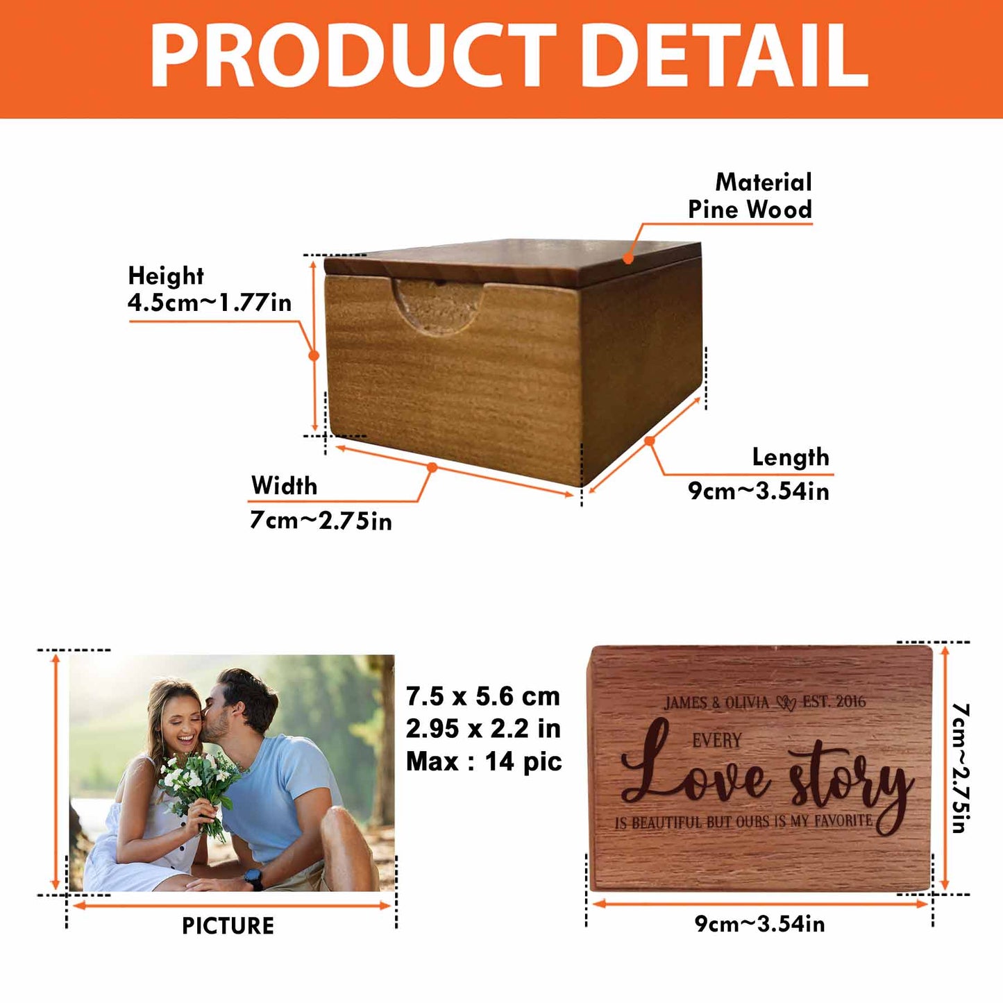 Every Love Story Is Beautiful - Personalized Wooden Photo Box