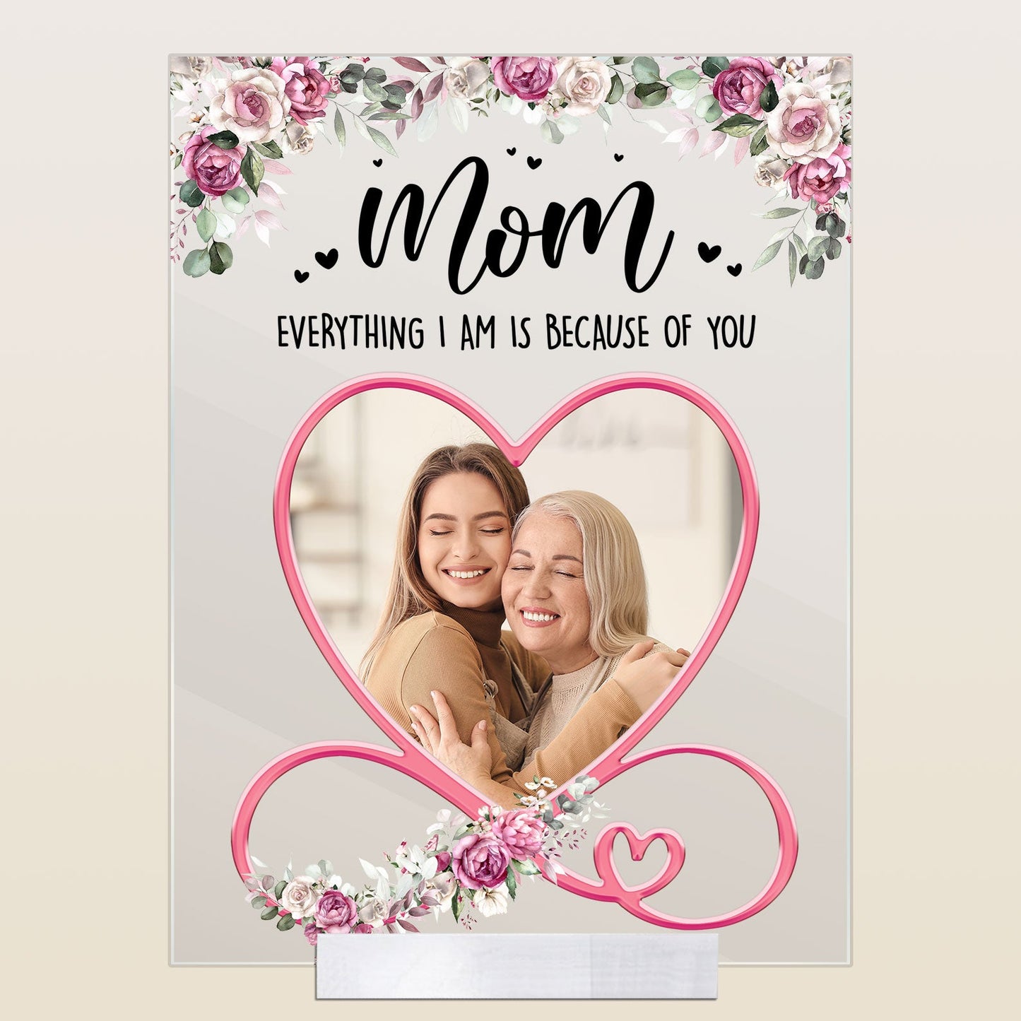 Everything We Are Is Because Of You Mom - Personalized Acrylic Photo Plaque