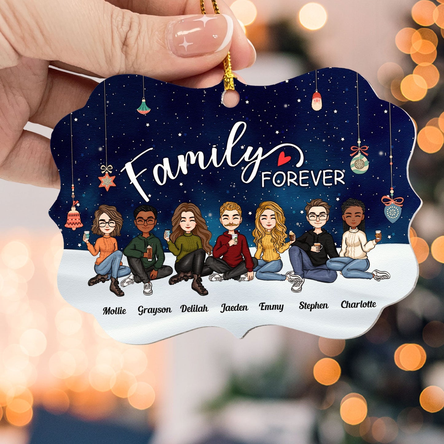 Family Forever - Christmas Eve - Personalized Aluminum Ornament - Christmas, New Year Gift For Family, Sisters, Brothers, Sibling