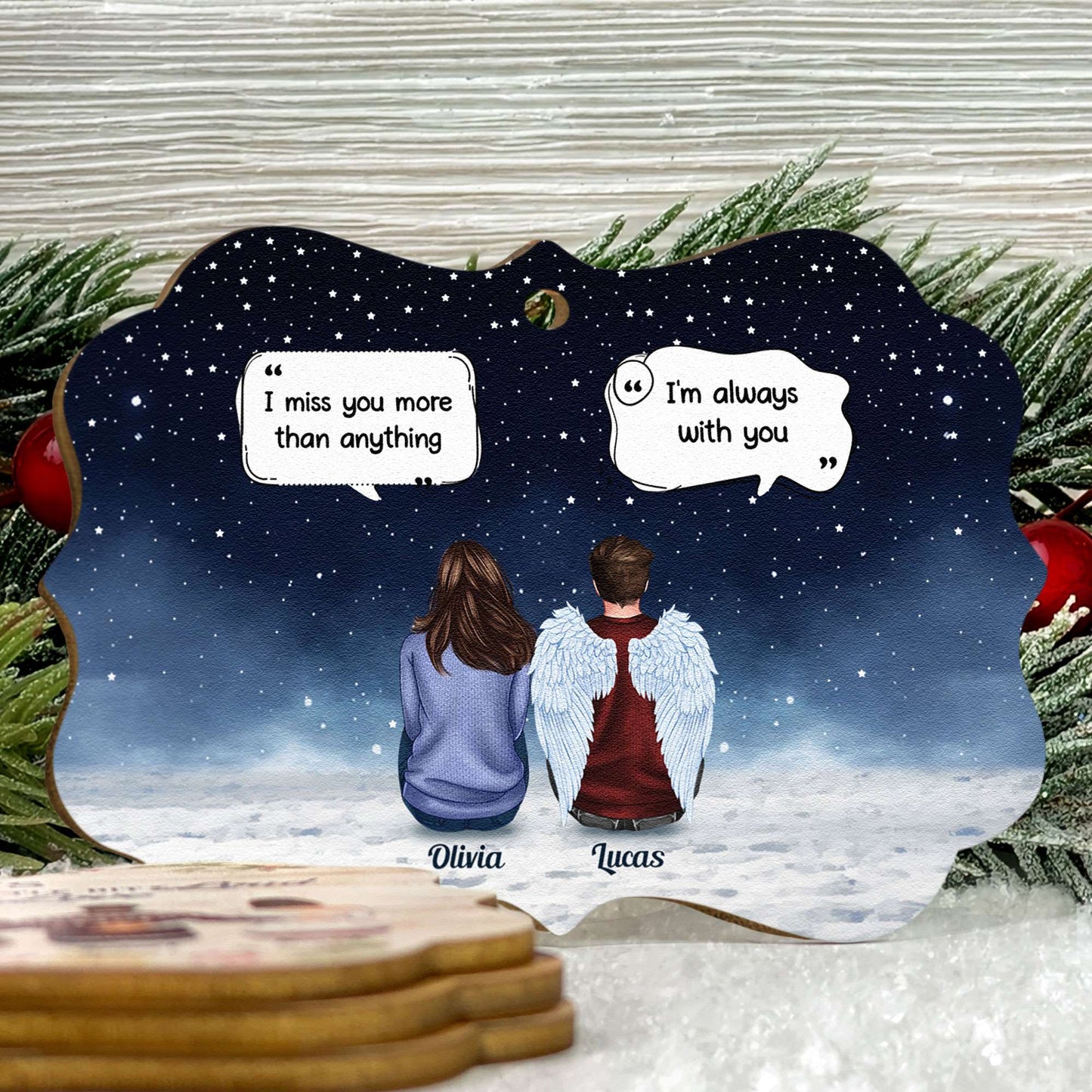 Family Memorial - Personalized Aluminum/Wooden Ornament