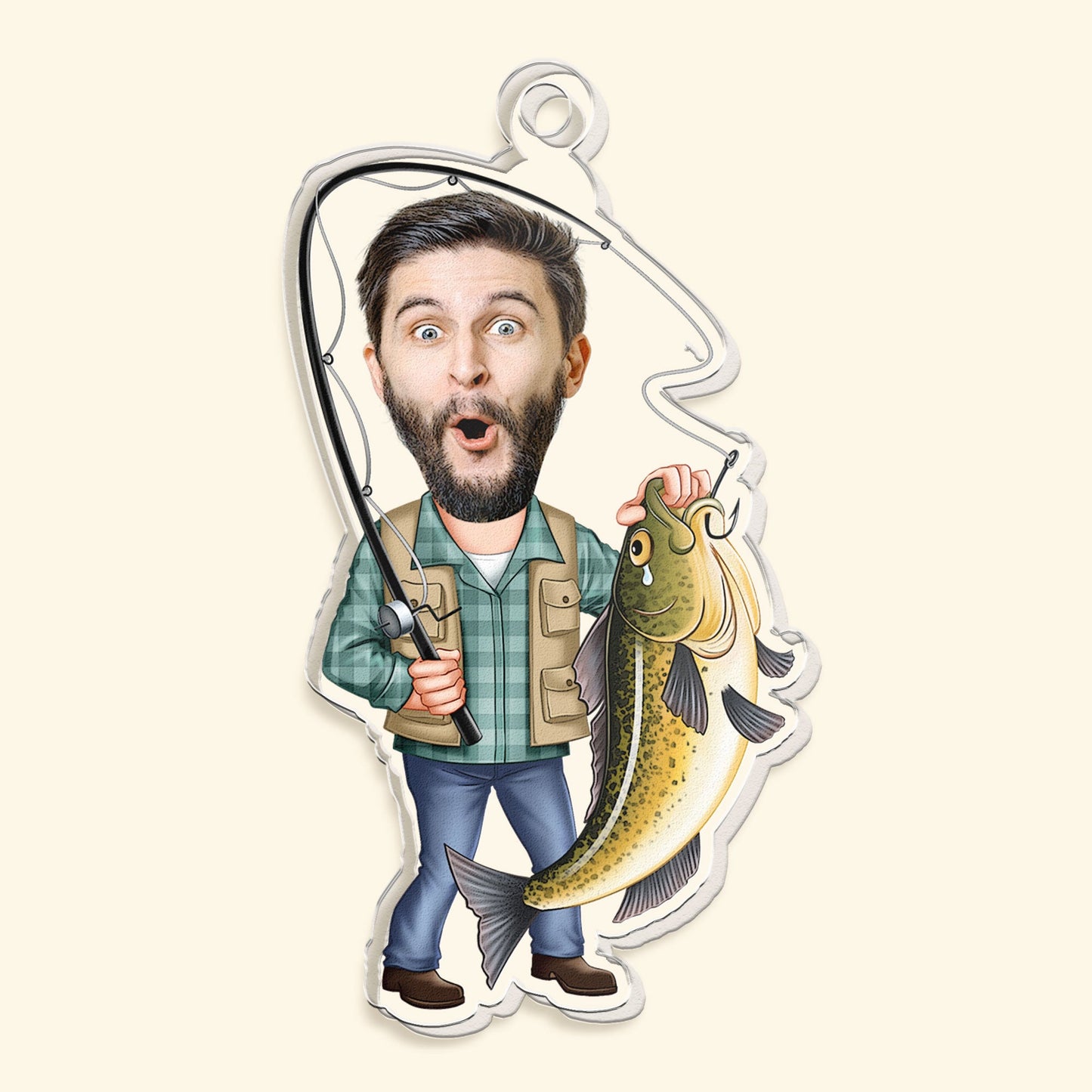 Fishing Bass Fish Custom Face For Dad, Grandpa - Personalized Acrylic Photo Keychain