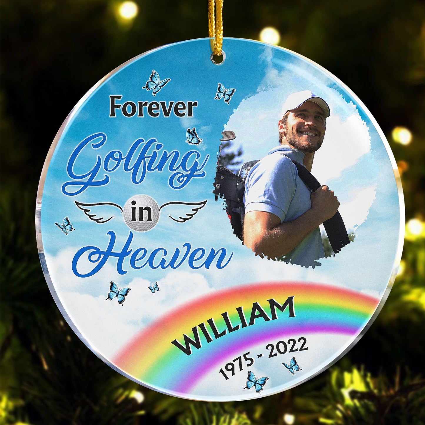 Forever Golfing In Heaven - Personalized Acrylic Photo Ornament