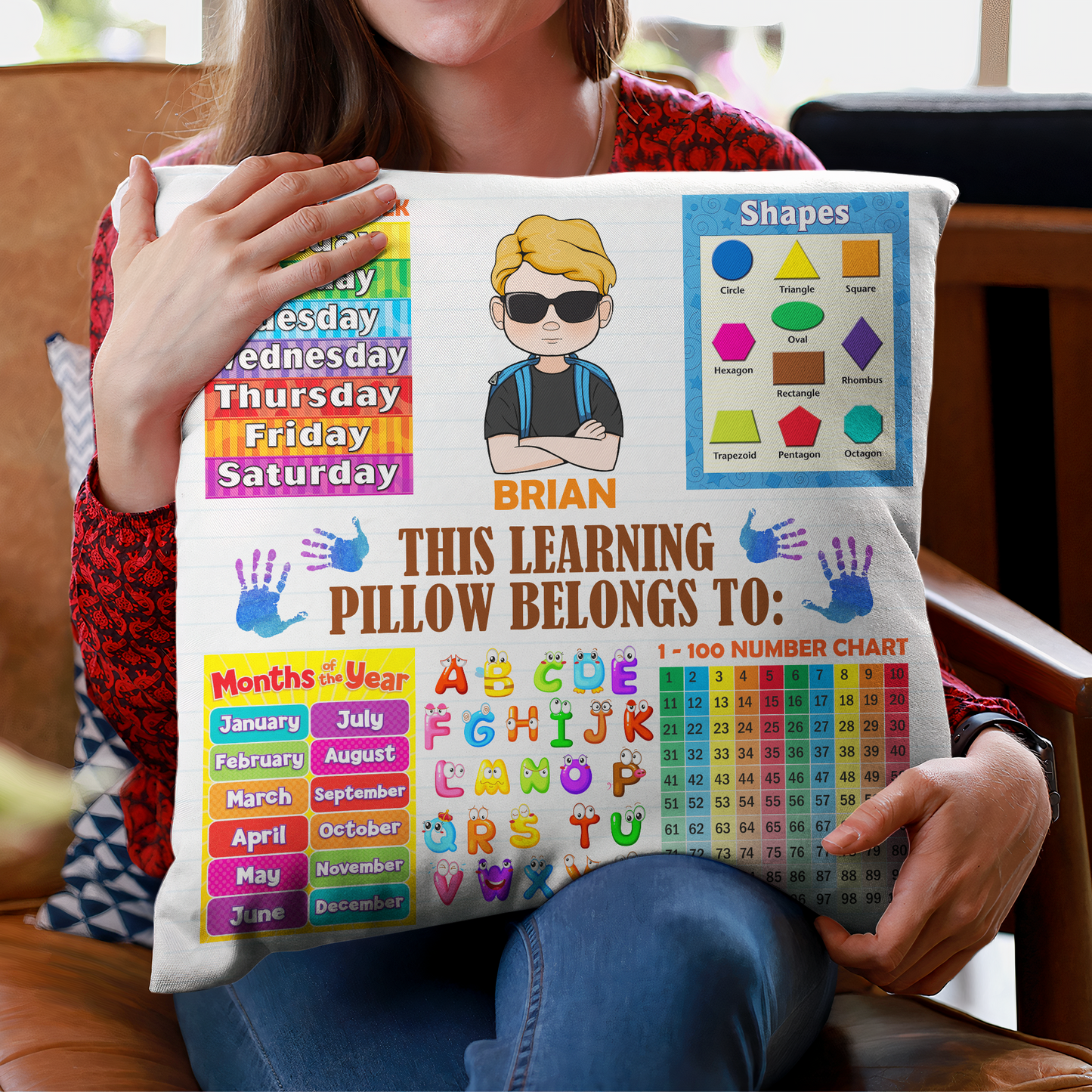 Funny Learning For Kids - Personalized Pillow (Insert Included) - Birthday Back To School 1st Day Of School Gift For Sons, Daughters, Nephews, Nieces