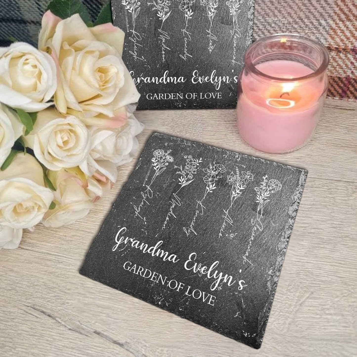 Garden Of Love - Personalized Garden Stone - Outdoor Home Decor, Garden Accent Gift For Grandparents, Family, Sisters, Brothers, Siblings