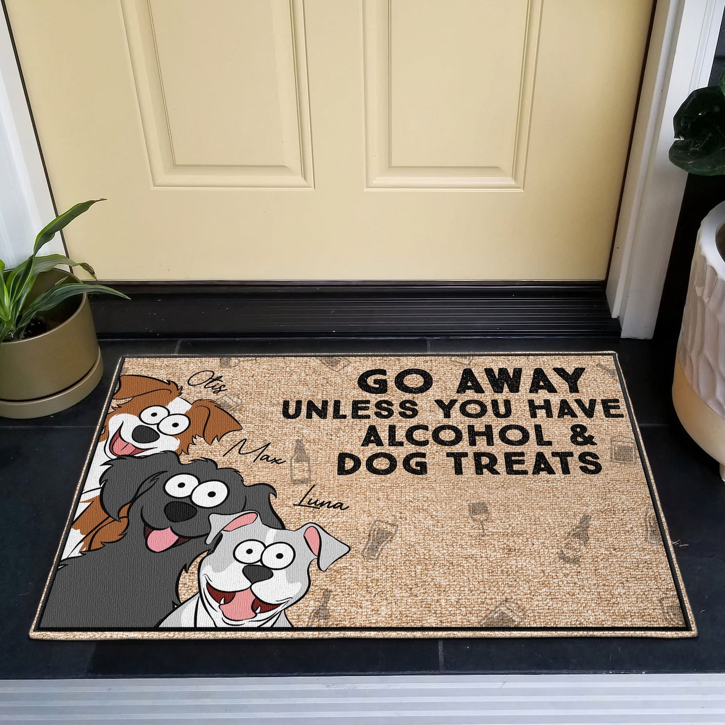 Go Away Unless You Have Alcohol & Dog Treats - Personalized Doormat