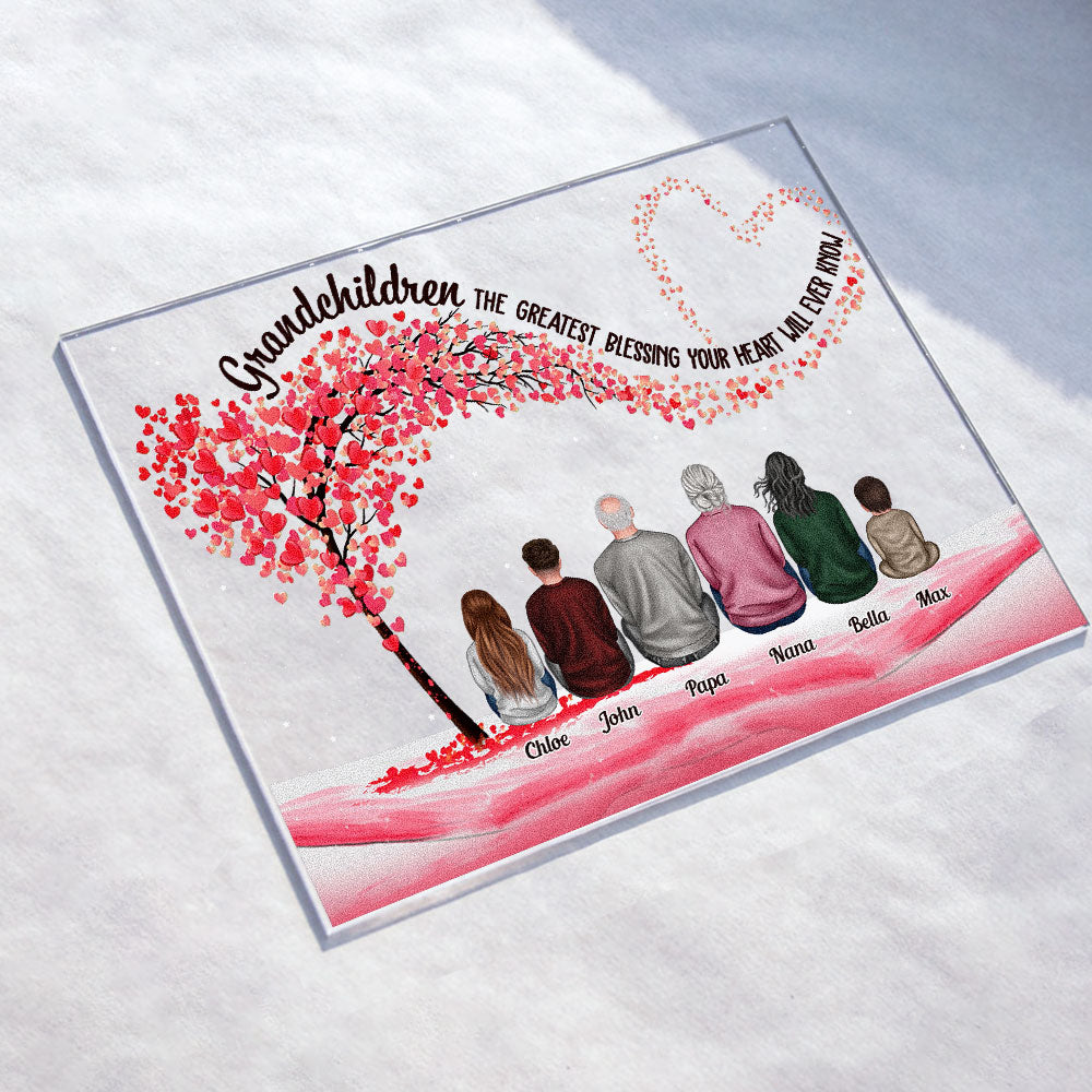 Grandchildren The Greatest Blessing Your Heart Will Ever Know - Personalized Acrylic Plaque - Christmas Gift For Grandparents, Nana, Papa