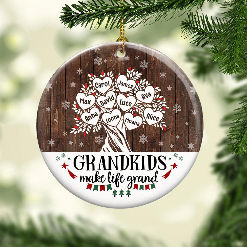 Grandkids Make Life Grand - Personalized Ornament - Christmas Gift For Grandma