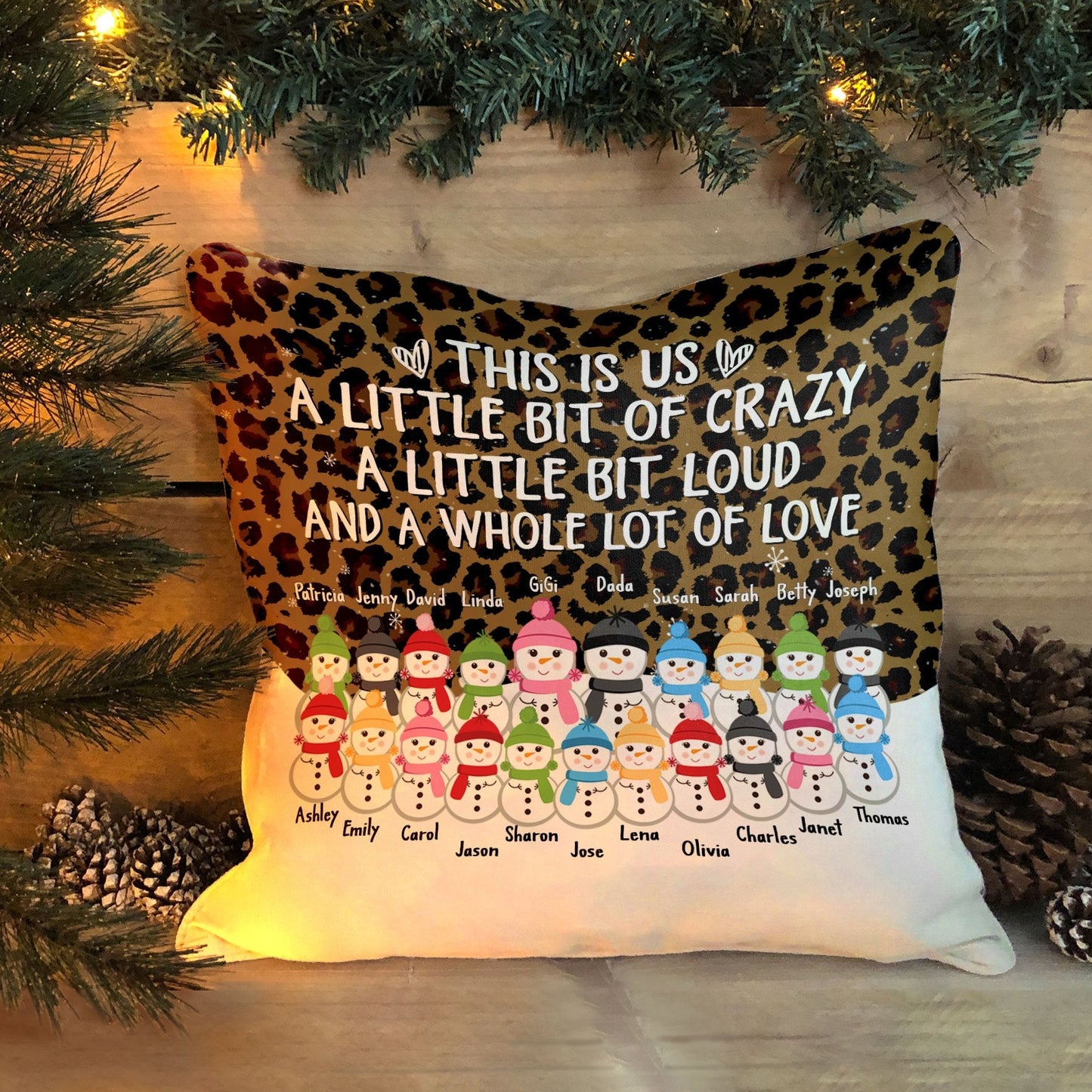Our Greatest Blessings - Personalized Pillow (Insert Included) - Christmas Gift For Grandma, Grandpa, Grandparents - Snowman Family