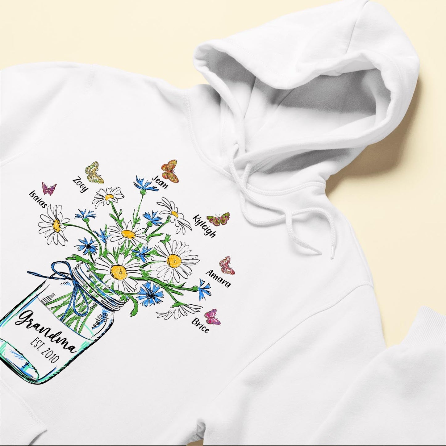 Grandma Est Flower Butterfly - Personalized Shirt - Birthday Gift For Grandma, Mama, Nana, Gigi, Mimi