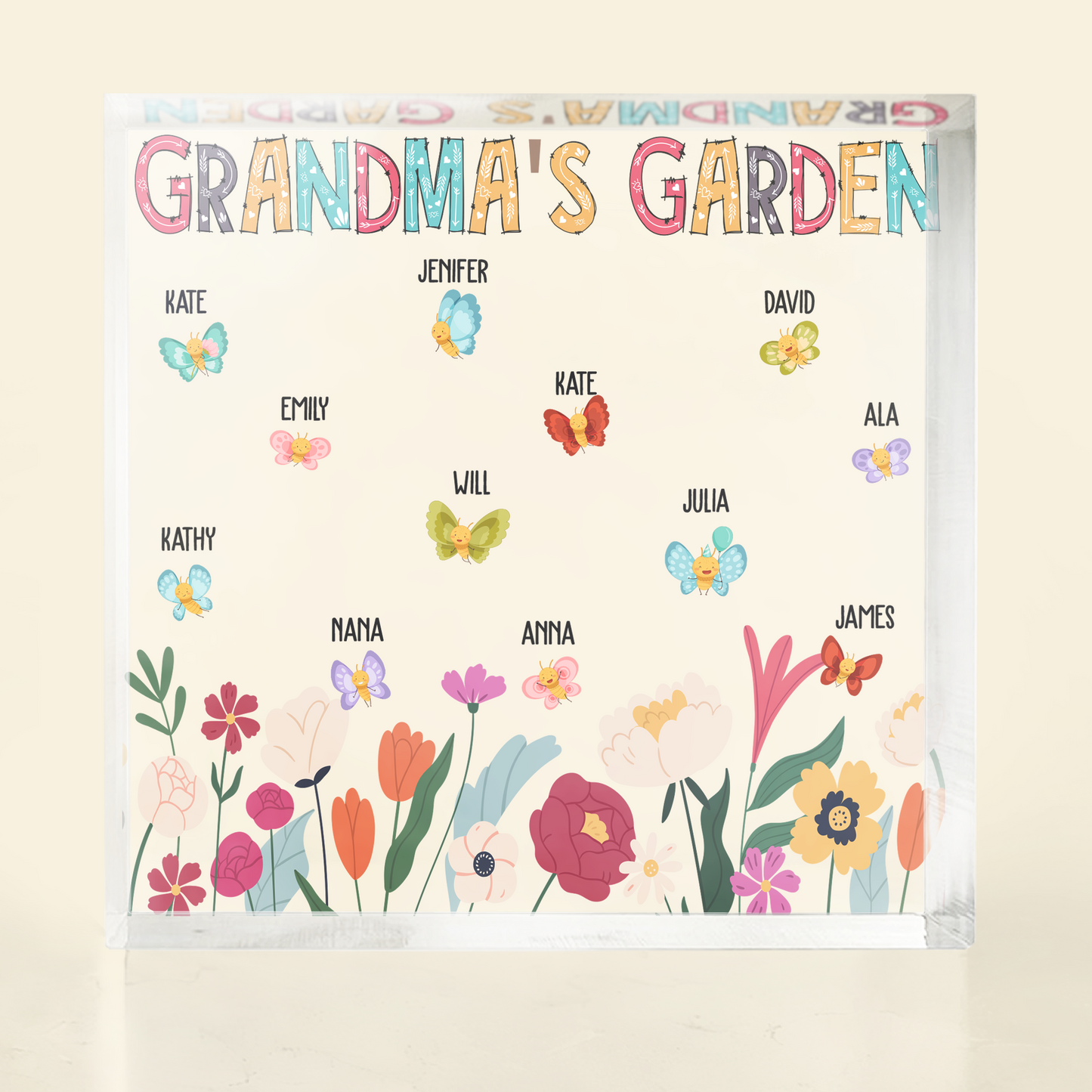 Grandma's Garden Nana Gigi Mimi Custom With Kids' Names - Personalized Acrylic Plaque