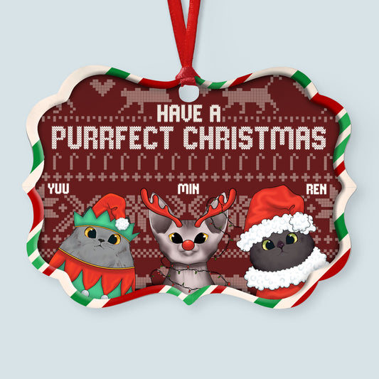Have A Purrfect Christmas - Personalized Aluminum Ornament - Home decor, Loving, Christmas Gift For Cat Lovers, Cat Owners