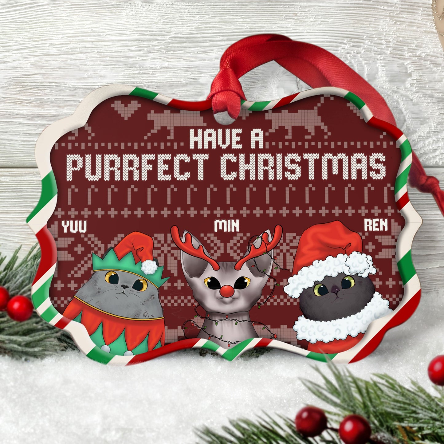 Have A Purrfect Christmas - Personalized Aluminum Ornament - Home decor, Loving, Christmas Gift For Cat Lovers, Cat Owners