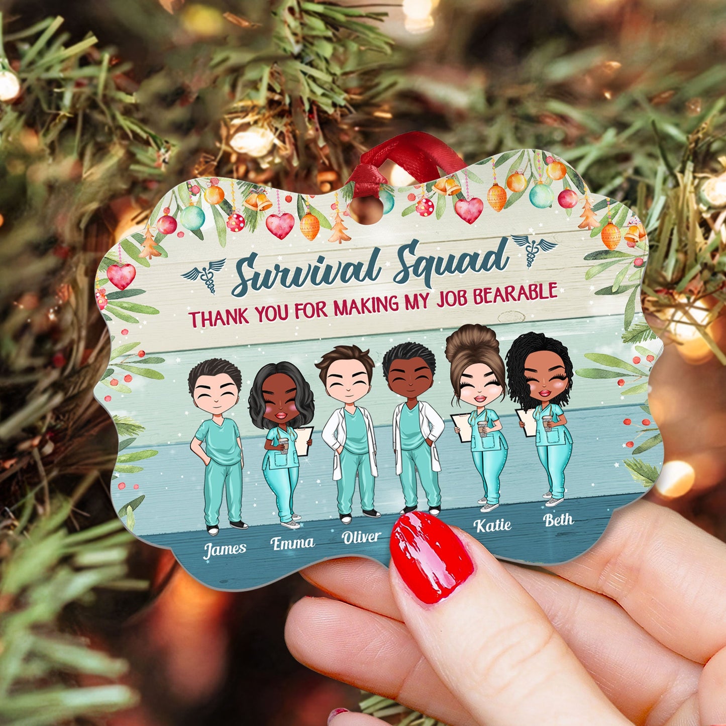 Heart Made Us Friends - Personalized Aluminum Ornament - Christmas Decoration Gift For Nurses Doctors